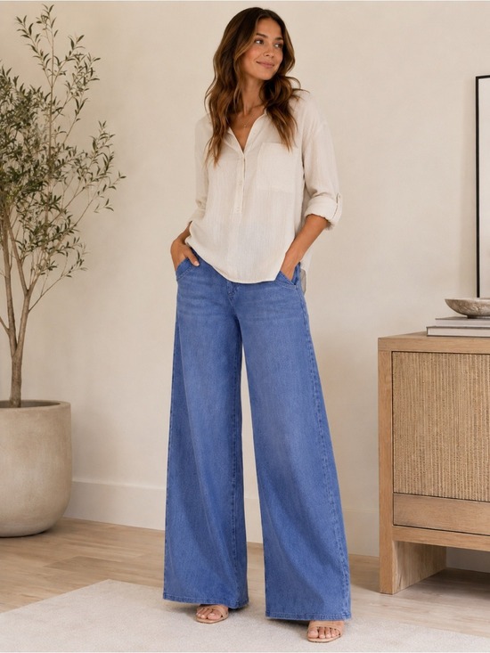 HALARA Denim - Halara Flex High Waist Baggy Wide Leg Stretch Jeans Medium Regular NWT